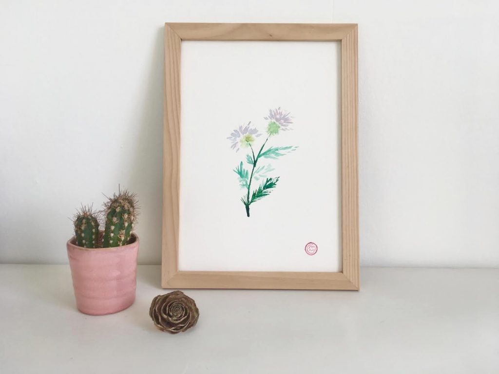 Aquarelle fleurs plante chardon sauvage