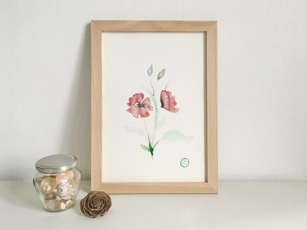 Aquarelle fleurs coquelicot