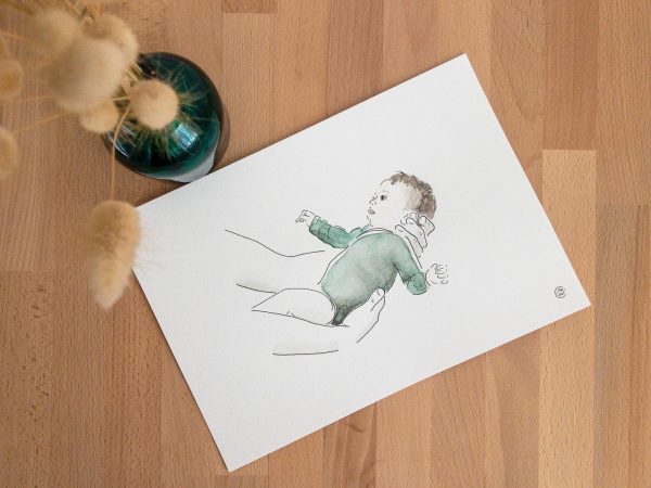 portrait personnalisé aquarelle bébé