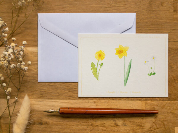 carte postale fleurs du printemps jaune