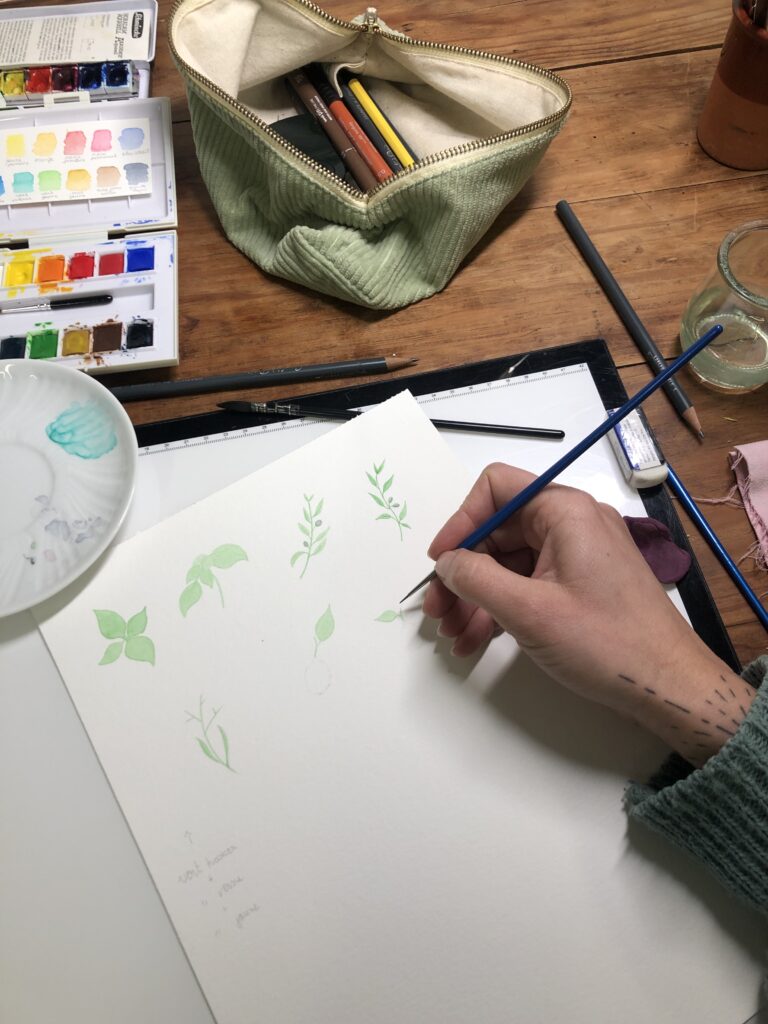 peinture aquarelle pour illustration carte pizzeria