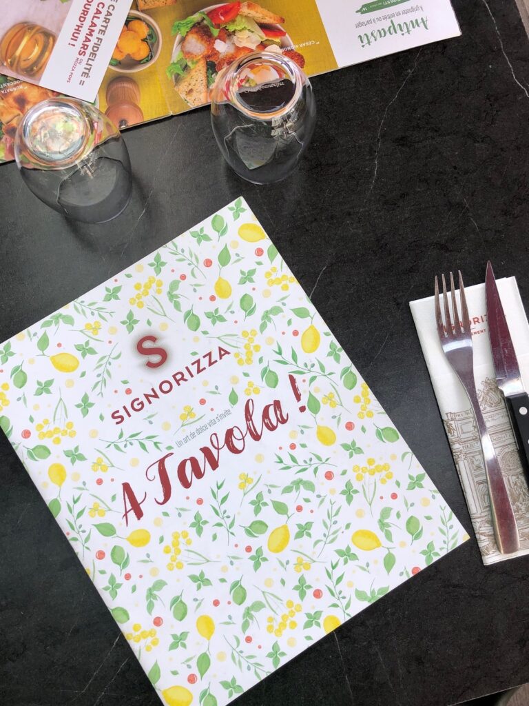 carte de pizzeria illustrée
